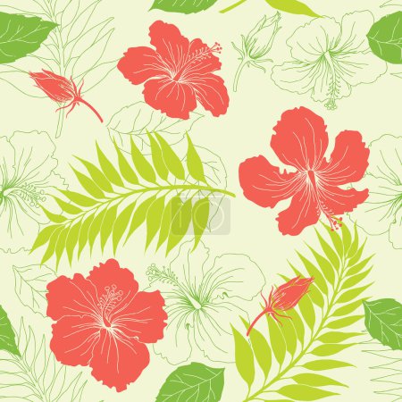 Ilustración de Vector patrón floral sin costura, vector ilustración diseño simple - Imagen libre de derechos