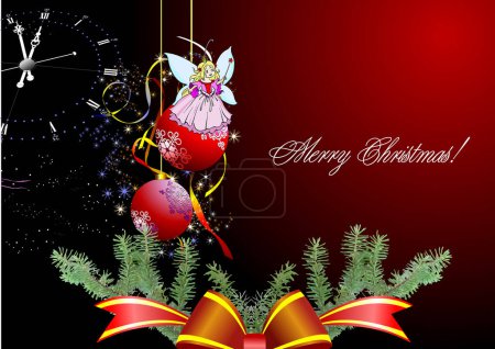 Ilustración de Tarjeta de Navidad con decoraciones navideñas - Imagen libre de derechos
