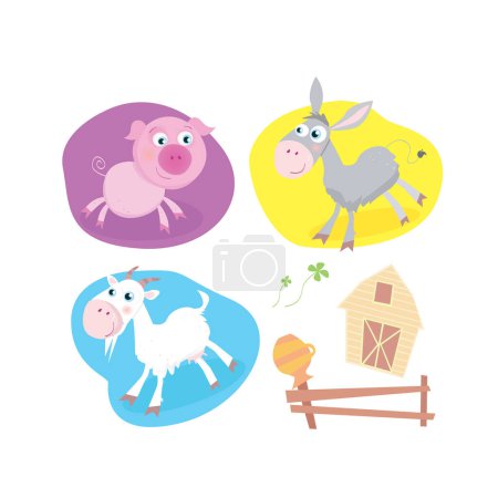 Illustration for Cute cartoon animals. vector illustration. - Royalty Free Image