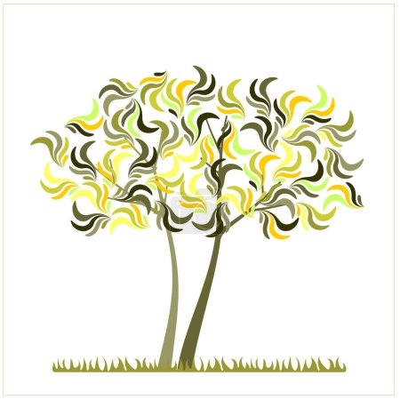 Téléchargez les illustrations : Illustration vectorielle des arbres et des feuilles - en licence libre de droit