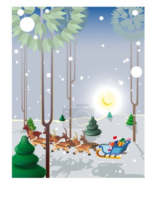 Téléchargez les illustrations : Carte de Noël avec le Père Noël - en licence libre de droit
