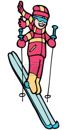 Téléchargez les illustrations : Sports d'hiver ski dessin animé - en licence libre de droit