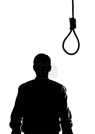 Illustration for Silhouette of man with a suicide - Royalty Free Image