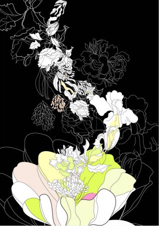 Illustration for Peony. floral background. peony flowers. peonies. - Royalty Free Image