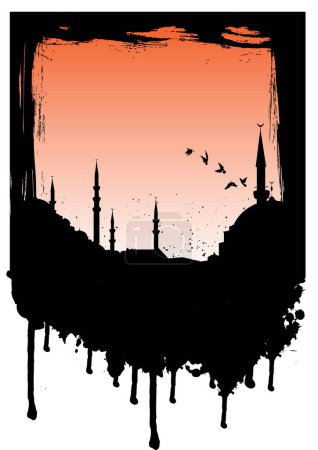 Illustration for Mosque silhouette. vector illustration. - Royalty Free Image