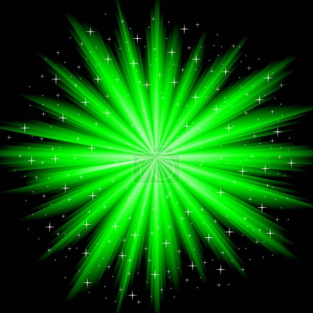 Téléchargez les illustrations : Étoile verte avec éclat de lumière. illustration vectorielle. - en licence libre de droit