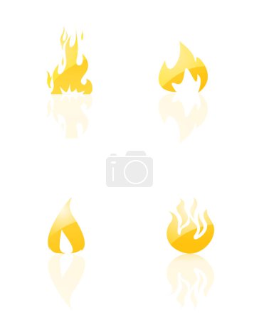 Téléchargez les illustrations : Flammes de feu Illustration vectorielle - en licence libre de droit