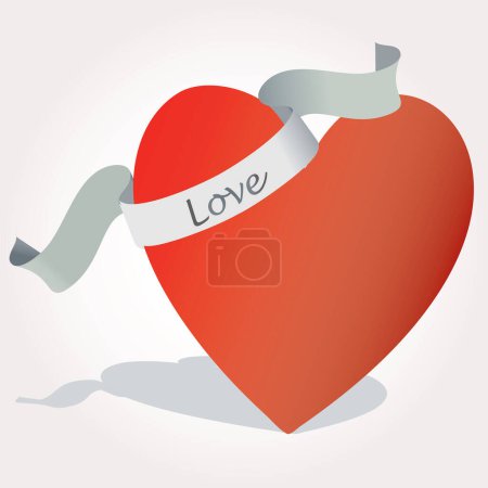 Téléchargez les illustrations : Coeur avec ruban rouge - en licence libre de droit