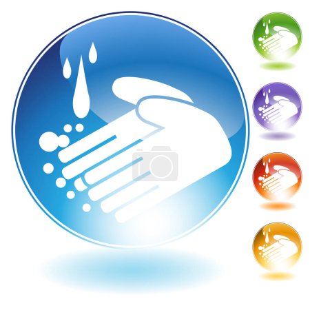 Illustration for Washing hands web button - Royalty Free Image