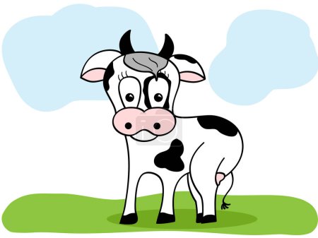 Téléchargez les illustrations : Vache dans l'herbe - en licence libre de droit