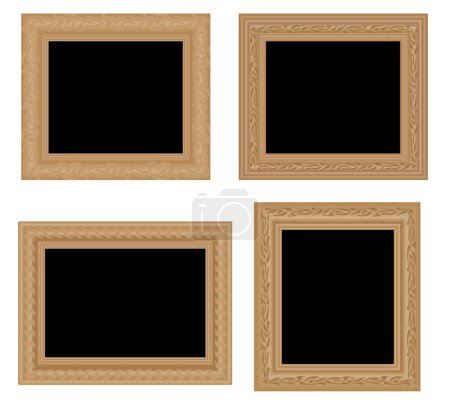 Ilustración de Conjunto de cuatro marcos de madera - Imagen libre de derechos