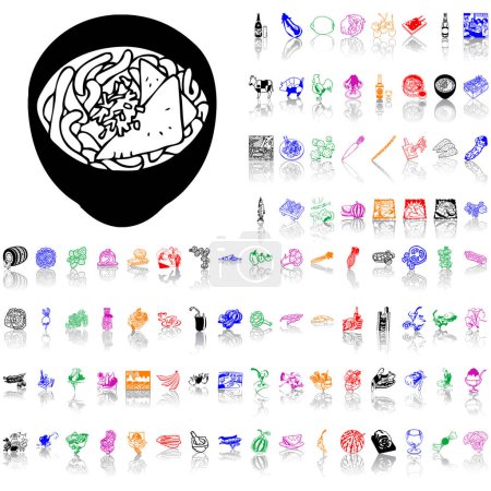 Ilustración de Conjunto de iconos vectoriales en diseño geométrico - Imagen libre de derechos