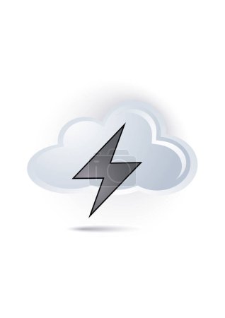Téléchargez les illustrations : Icône de foudre isolée avec un signe de nuage - en licence libre de droit