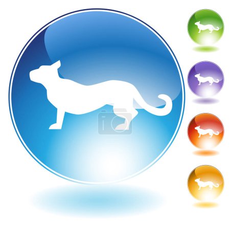 Téléchargez les illustrations : Icônes chien animal mis en boutons ronds de couleur avec différentes couleurs - en licence libre de droit