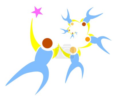 Ilustración de Ilustración vectorial de tres luna, estrellas y luna - Imagen libre de derechos