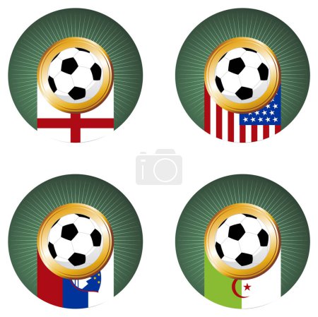 Ilustración de Juego de pelotas de fútbol sobre fondo blanco - Imagen libre de derechos
