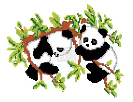Téléchargez les illustrations : Panda et panda ours en bambou - en licence libre de droit