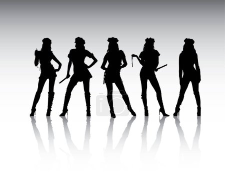 Illustration for Silhouettes of a female police workers - Royalty Free Image