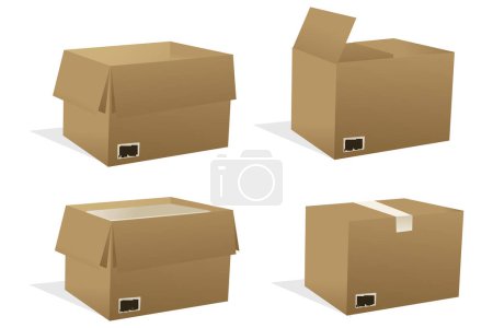 Ilustración de Vector conjunto cajas de cartón - Imagen libre de derechos