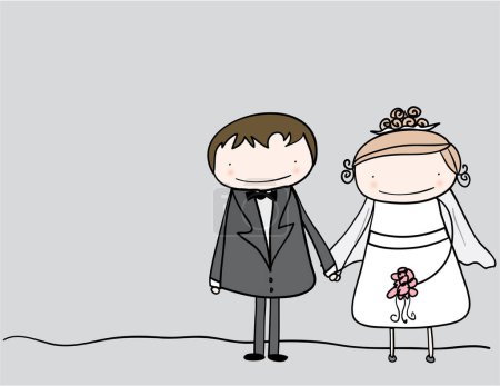 Illustration for Wedding card design. bride and groom. wedding invitation. vector illustration. - Royalty Free Image