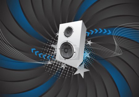 Illustration for Speaker and music note on a black background - Royalty Free Image
