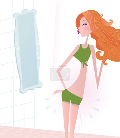 Illustration for Girl in the bathroom, vector illustration simple design - Royalty Free Image