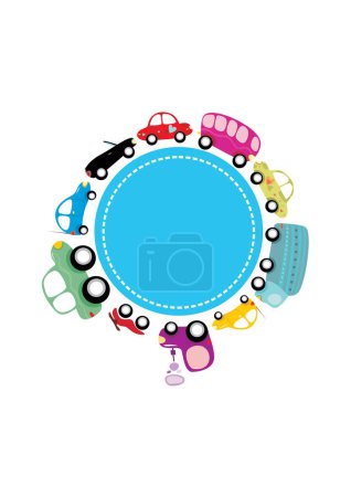 Illustration for Vector illustration of cars and circle - Royalty Free Image