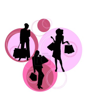 Illustration for Vector illustration of business woman with bag. - Royalty Free Image