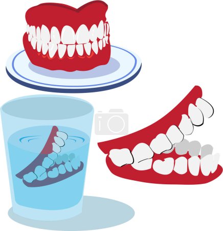 Illustration for Illustration of a cartoon teeth and different objects - Royalty Free Image