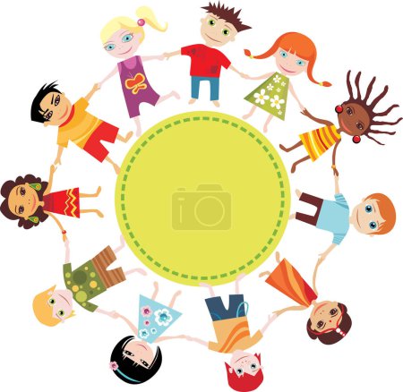 Illustration for Kids playing around a circle vector illustration - Royalty Free Image