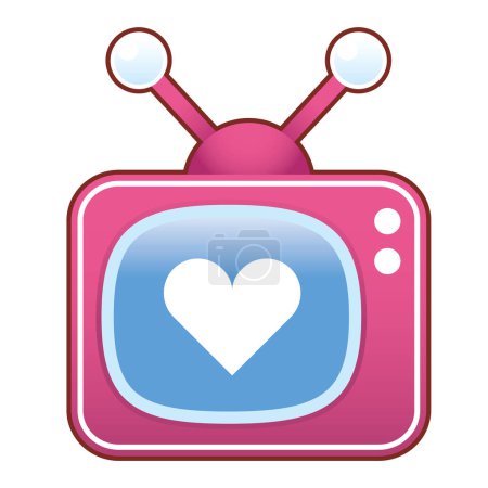 Téléchargez les illustrations : Télévision avec coeur, illustration vectorielle - en licence libre de droit