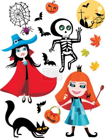 Téléchargez les illustrations : Collection vectorielle halloween. enfants, Halloween et enfants - en licence libre de droit