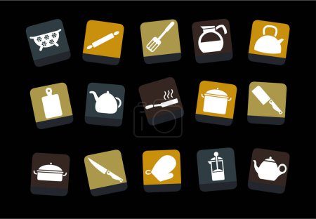 Ilustración de Establecer helado y waffle cono, taza, taza de café, cafetería, helado, waffle cono, y el icono del calendario. vector - Imagen libre de derechos