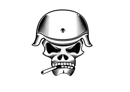 Ilustración de Cráneo humeante con ilustración de vector hardhat - Imagen libre de derechos