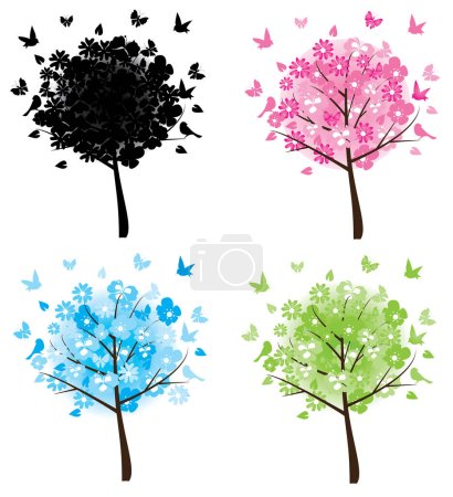 Ilustración de Conjunto de árboles coloridos vector ilustración - Imagen libre de derechos