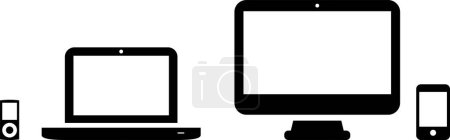 Illustration for Computer with blank screen set vector illustration - Royalty Free Image