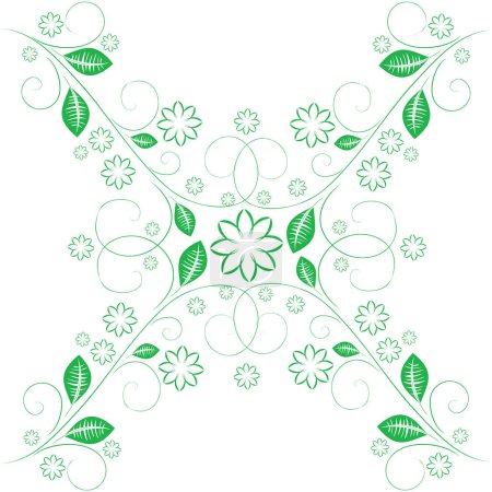 Illustration for Flower seamless pattern of green colour on white background - Royalty Free Image