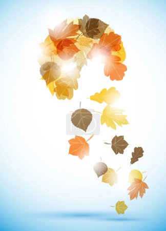 Téléchargez les illustrations : Fond d'automne avec des feuilles colorées - en licence libre de droit