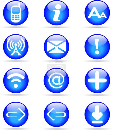 Ilustración de Contacto azul vector iconos conjunto - Imagen libre de derechos