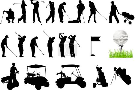Illustration for Golf player set vector illustration - Royalty Free Image