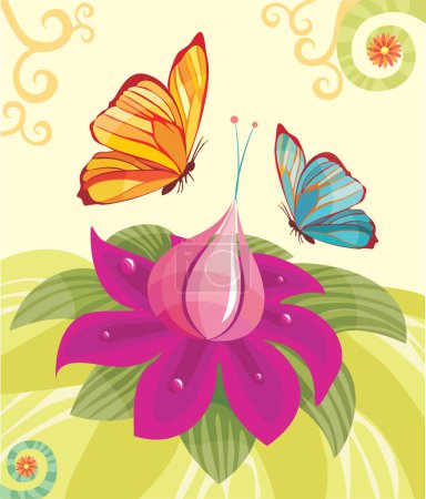 Ilustración de Ilustración vectorial de un hermoso fondo floral - Imagen libre de derechos