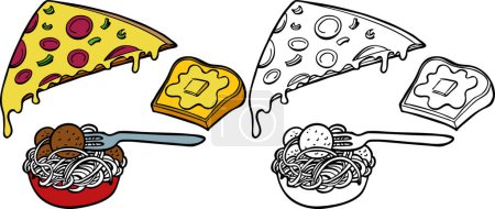 Illustration for Pizza and pasta vector illustration - Royalty Free Image
