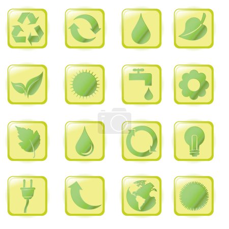 Téléchargez les illustrations : Eco icônes set illustration vectorielle - en licence libre de droit