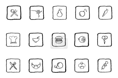 Téléchargez les illustrations : Ensemble vectoriel d'icônes de barbecue - en licence libre de droit