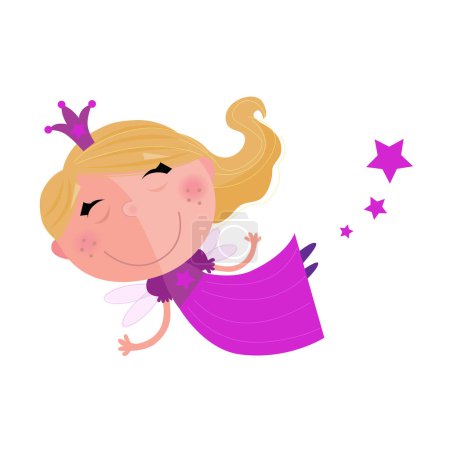Illustration for Cute little fairy with a magic wand. cartoon character. - Royalty Free Image
