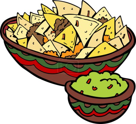 Ilustración de Nachos de comida mexicana con nachos - Imagen libre de derechos