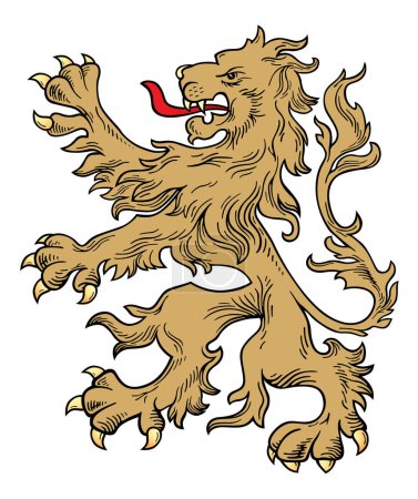 Ilustración de León heráldico con corona - Imagen libre de derechos