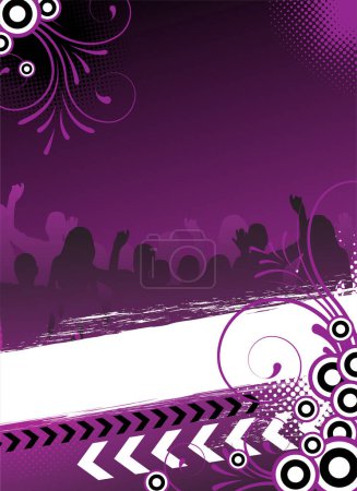 Ilustración de Cartel de fiesta con gente bailando. - Imagen libre de derechos