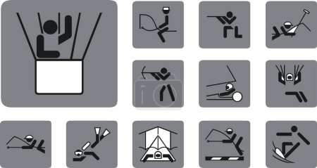 Téléchargez les illustrations : Illustration vectorielle de jeu d'icônes sportives - en licence libre de droit