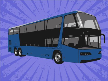 Téléchargez les illustrations : Bus sur l'illustration vectorielle en arrière-plan couleur - en licence libre de droit